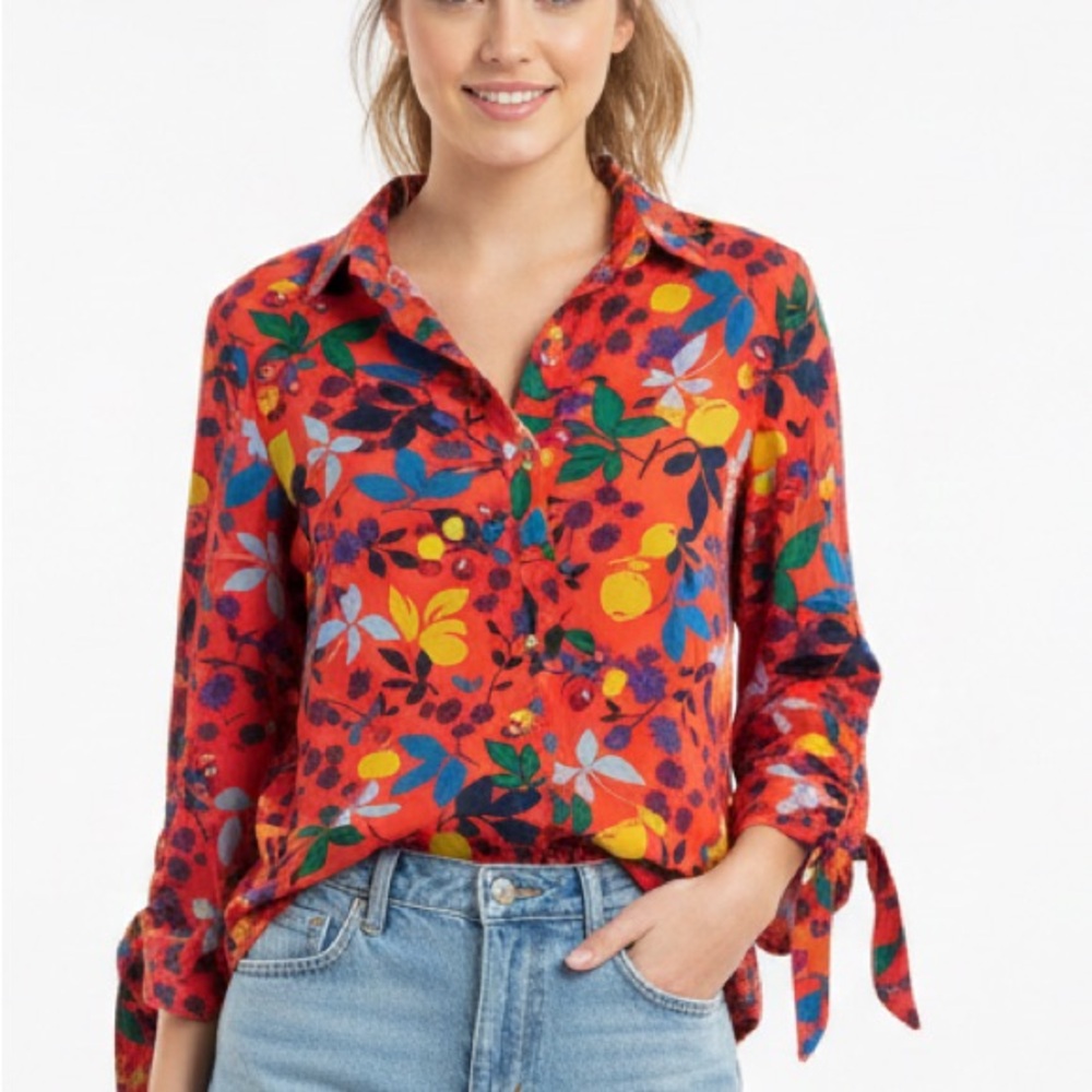 Anthropologie Maeve Floral multicolor long Sleeve Blouse Shirt Top Boho Sz 2